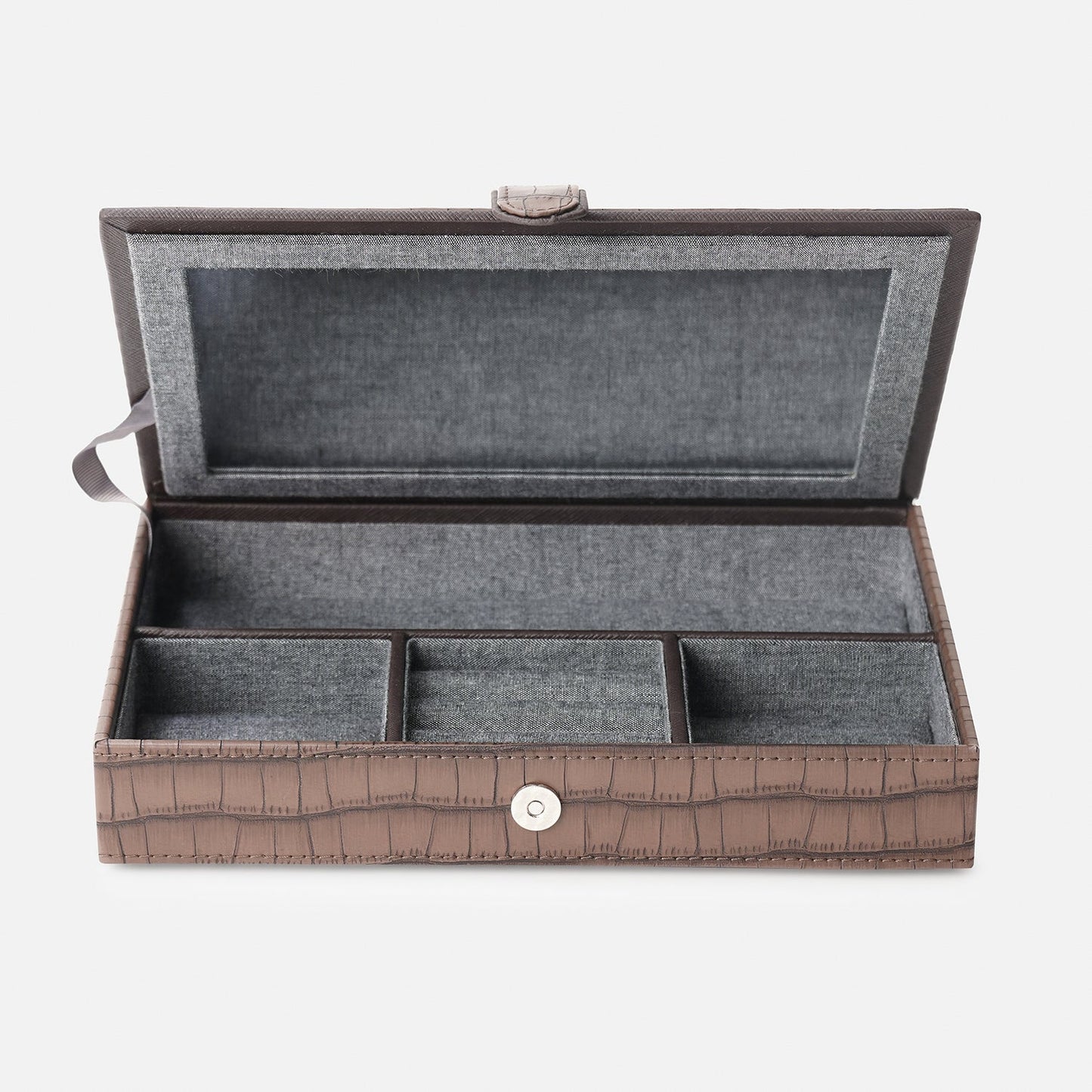 Brown Croco Texture Faux Leather Jewellery Box