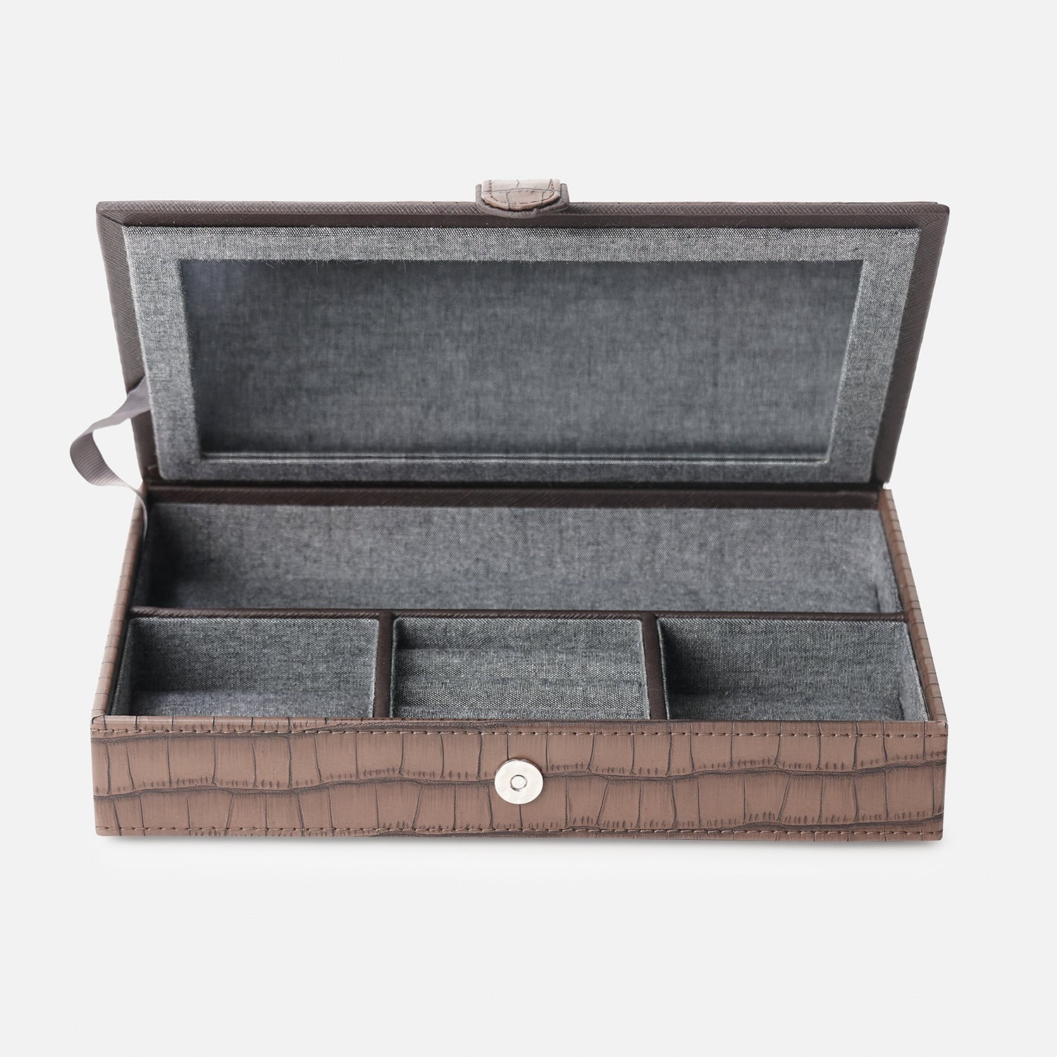 Brown Croco Texture Faux Leather Jewellery Box