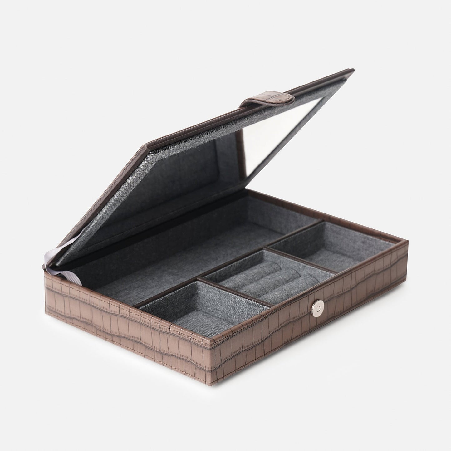 Brown Croco Texture Faux Leather Jewellery Box