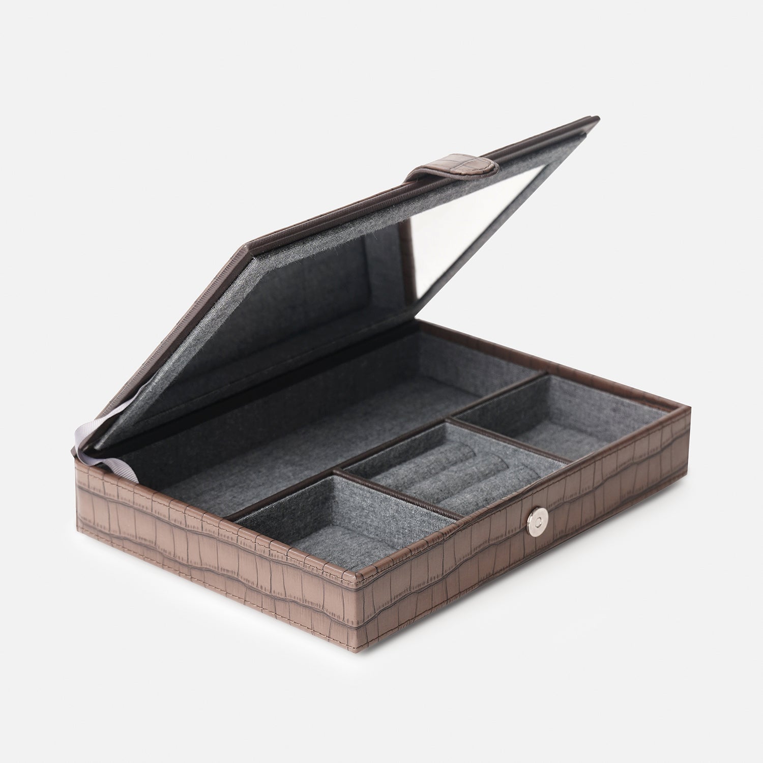 Brown Croco Texture Faux Leather Jewellery Box