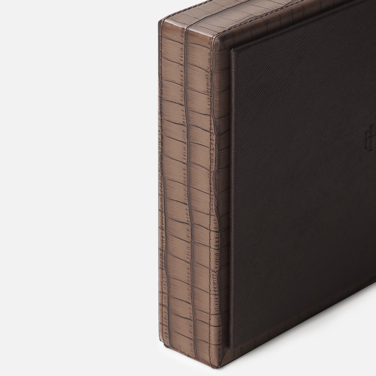 Brown 4 Compartment Croco Texture Faux Leather Organiser