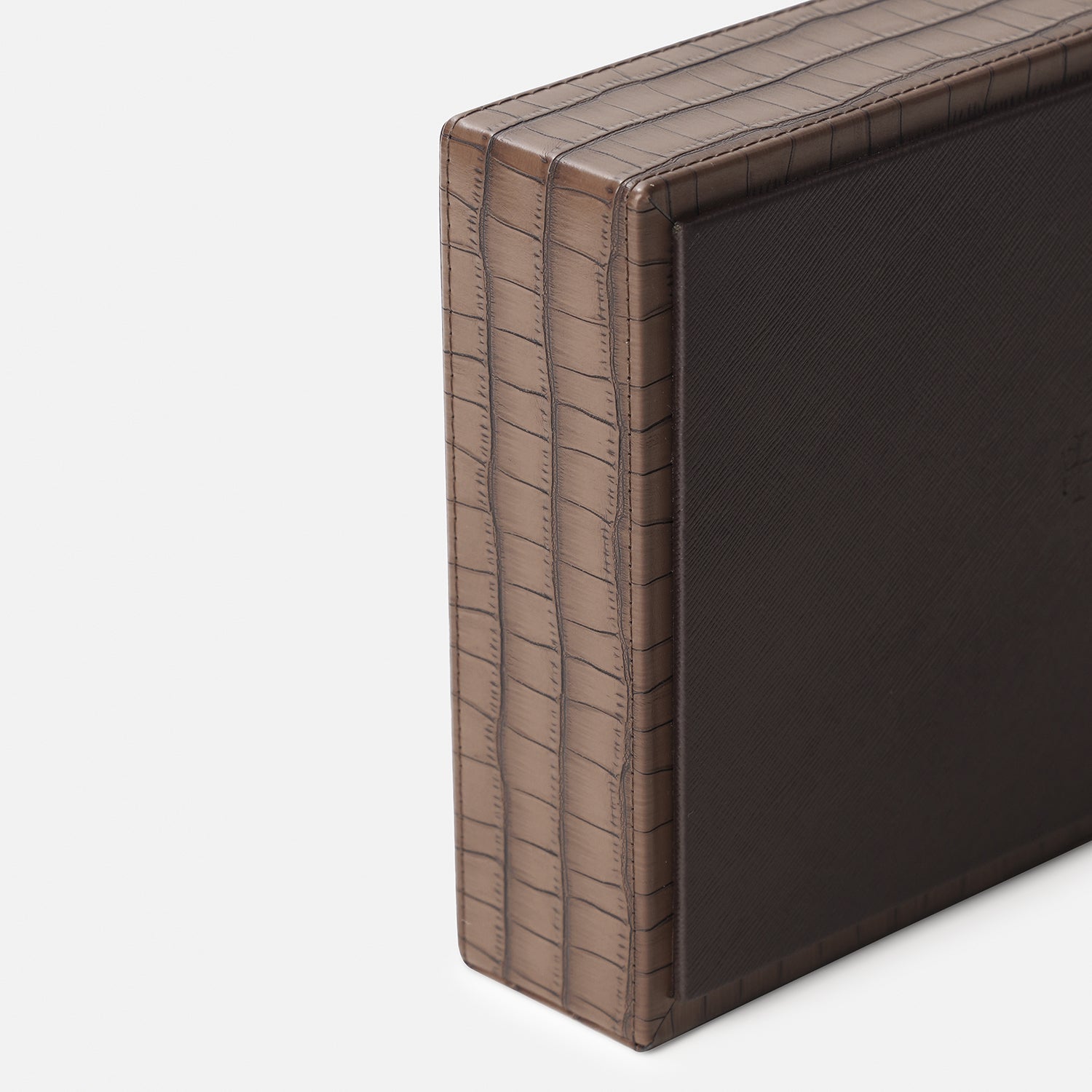 Brown 3 Compartment Croco Texture Faux Leather Organiser