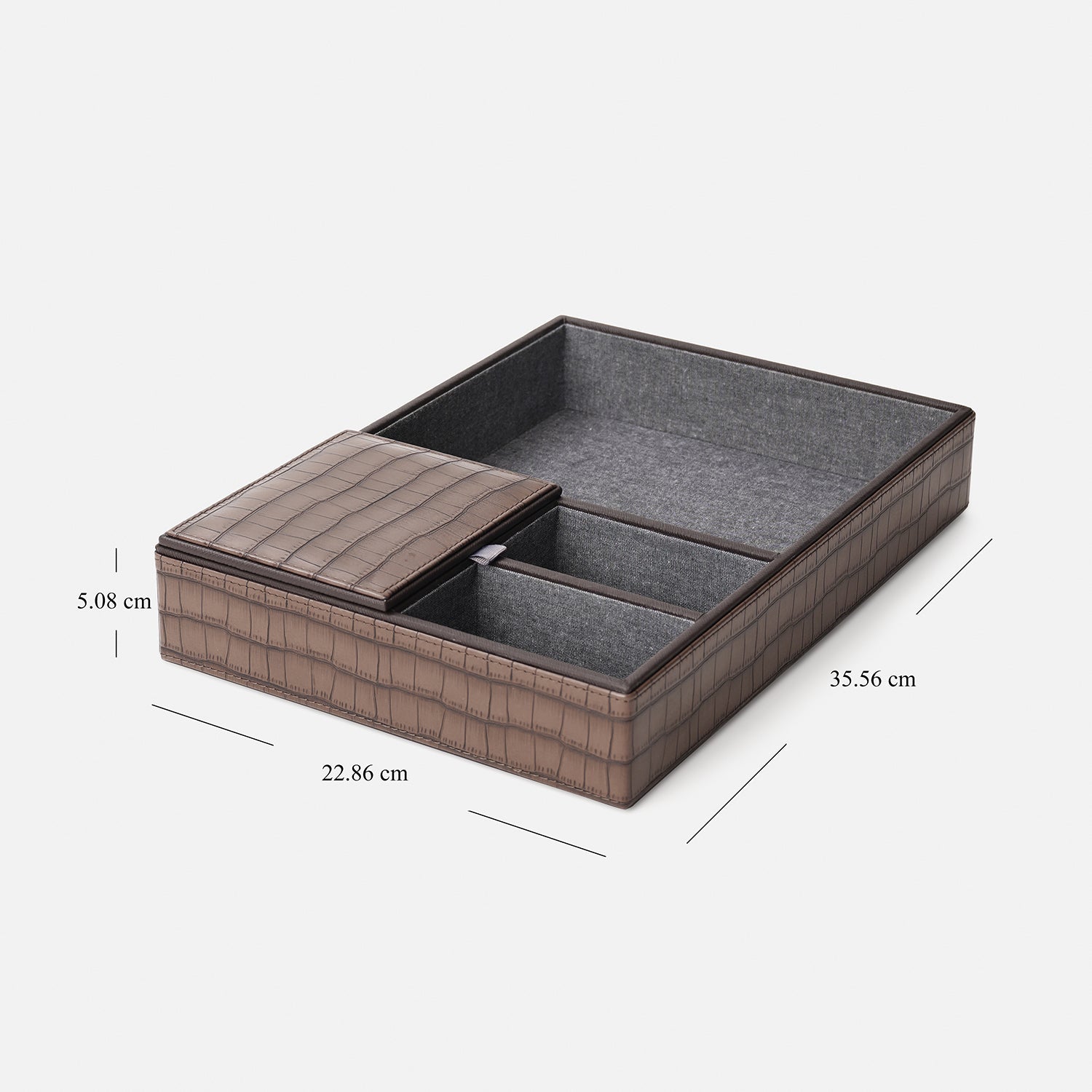 Brown Croco Texture Faux Leather Desk Organiser