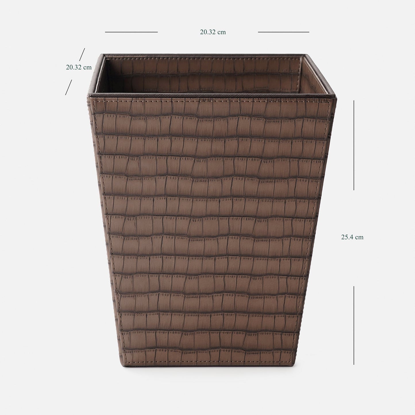 Brown Croco Texture Faux Leather Dustbin