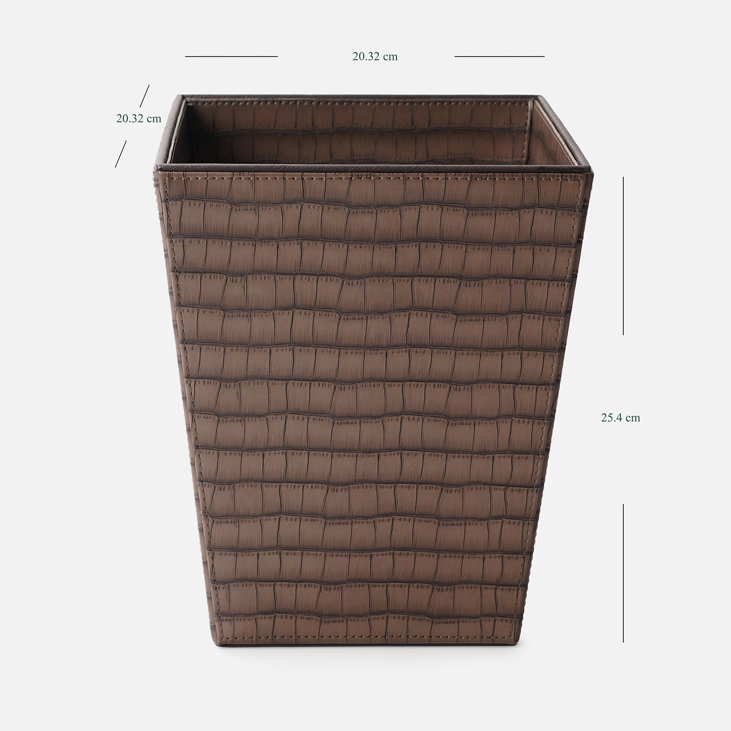 Brown Croco Texture Faux Leather Dustbin