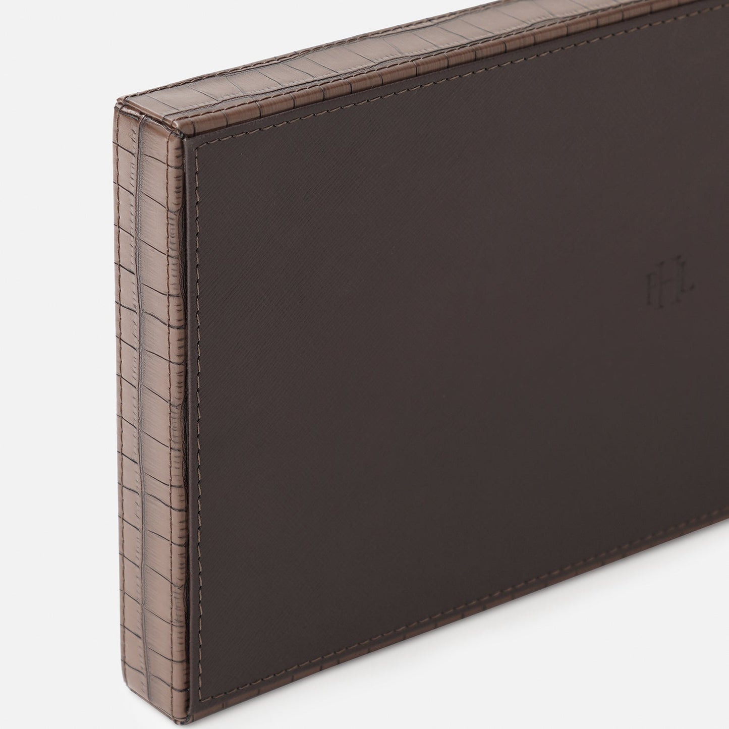 Brown Croco Texture Faux Leather Pin Tray - Large