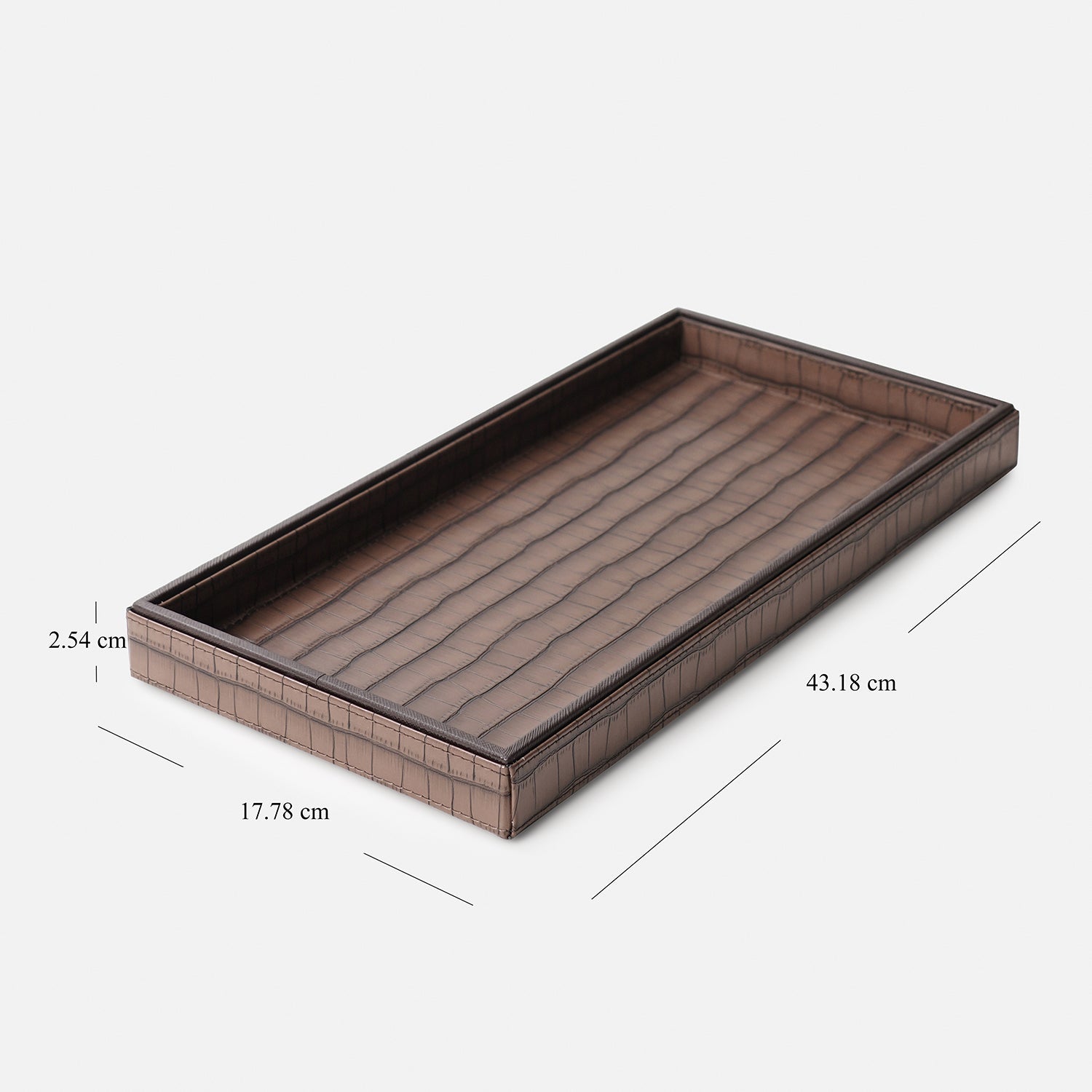 Brown Croco Texture Faux Leather Pin Tray - Large