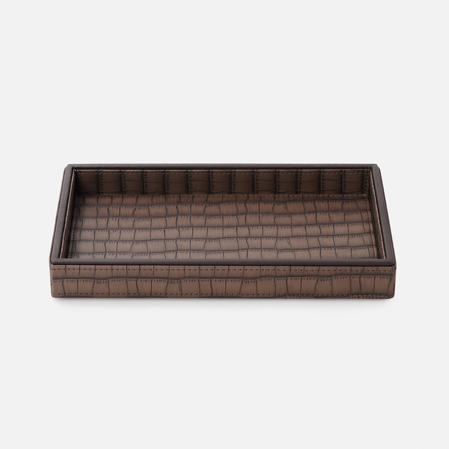 Brown Croco Texture Faux Leather Pin Tray - Medium
