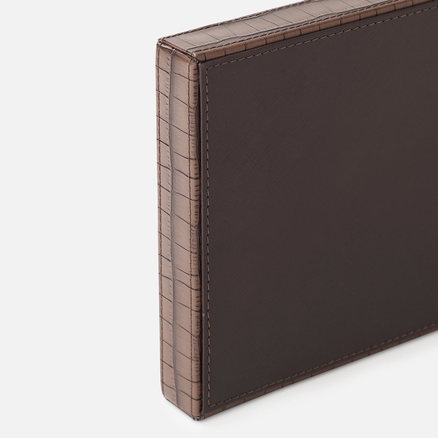 Brown Croco Texture Faux Leather Pin Tray - Medium