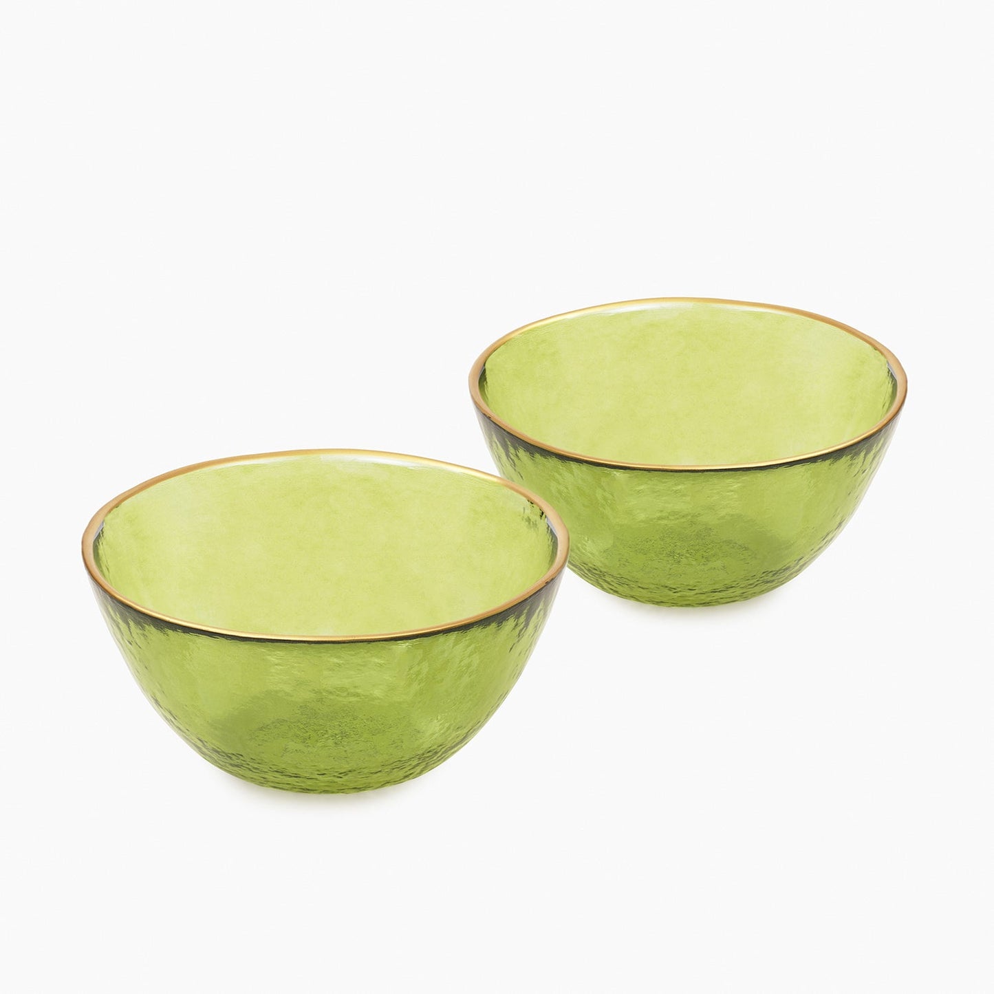 Set of 2 Green Textured Rim Detail Side Bowls