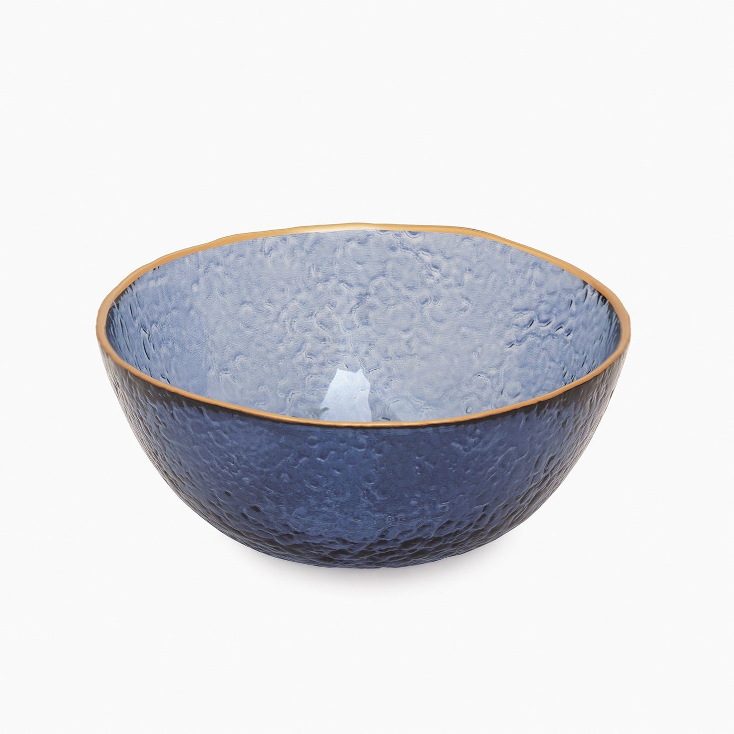 Set of 2 Blue Textured Rim Detail Bowls - Small