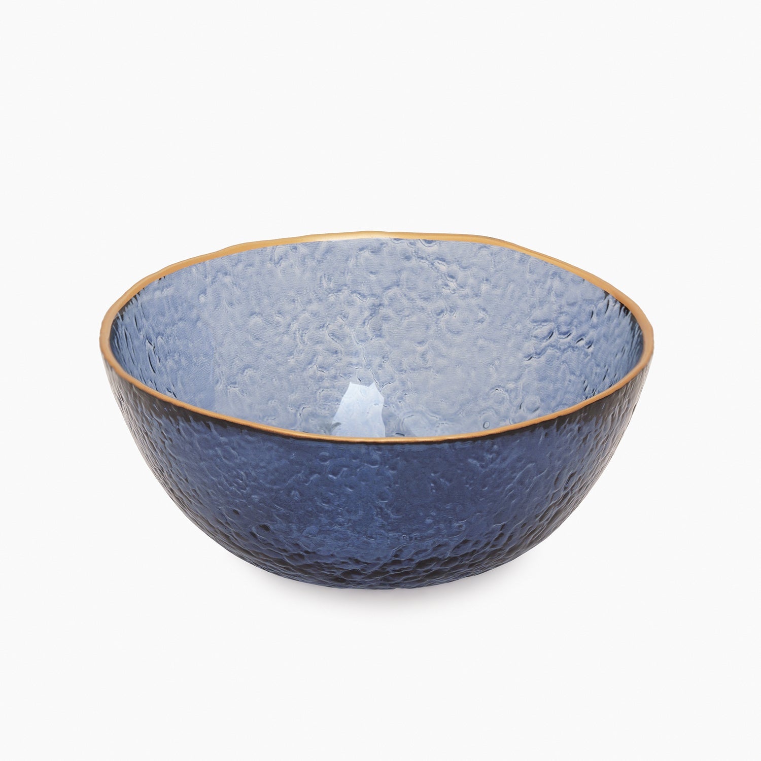 Set of 2 Blue Textured Rim Detail Bowls - Small