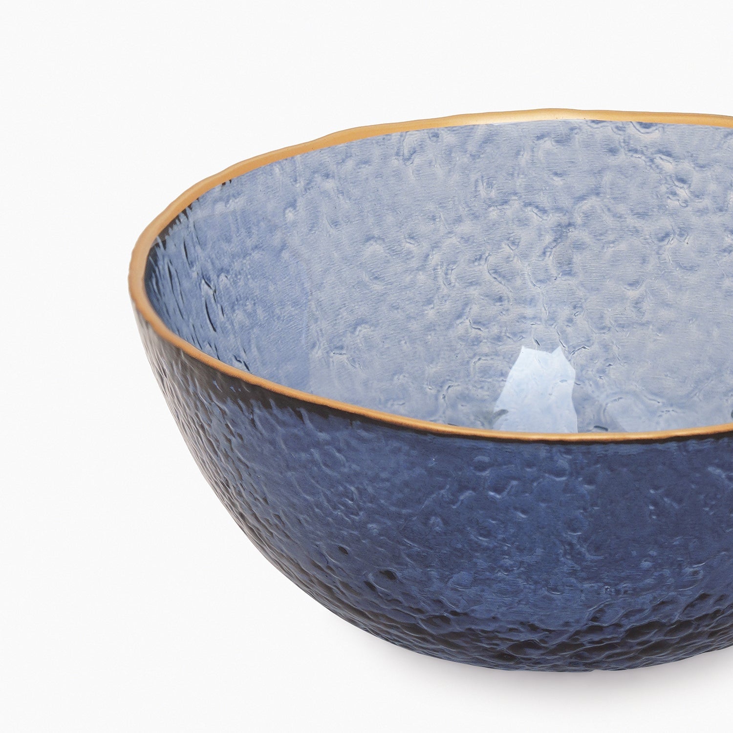 Set of 2 Blue Textured Rim Detail Bowls - Small