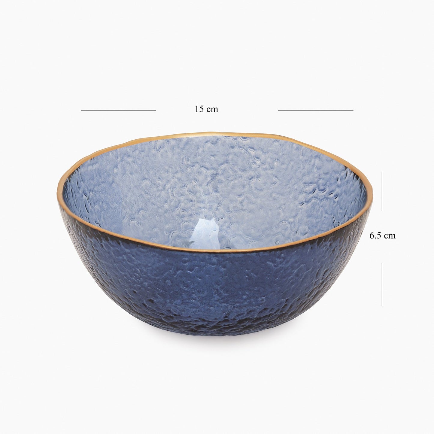 Set of 2 Blue Textured Rim Detail Bowls - Small