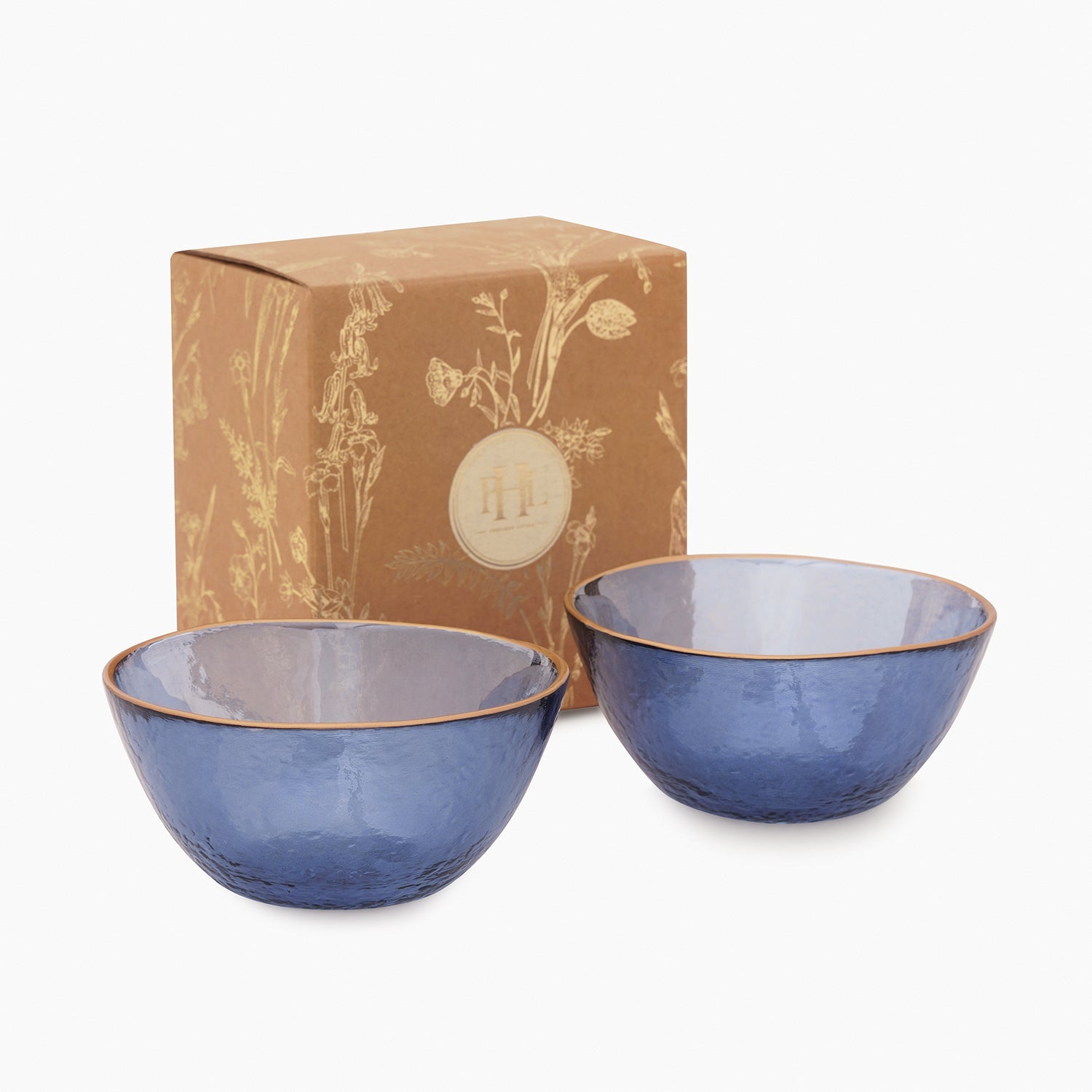 Set of 2 Blue Textured Rim Detail Side Bowls