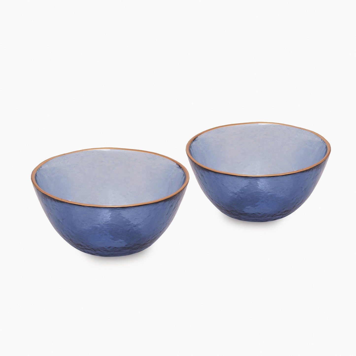 Set of 2 Blue Textured Rim Detail Side Bowls