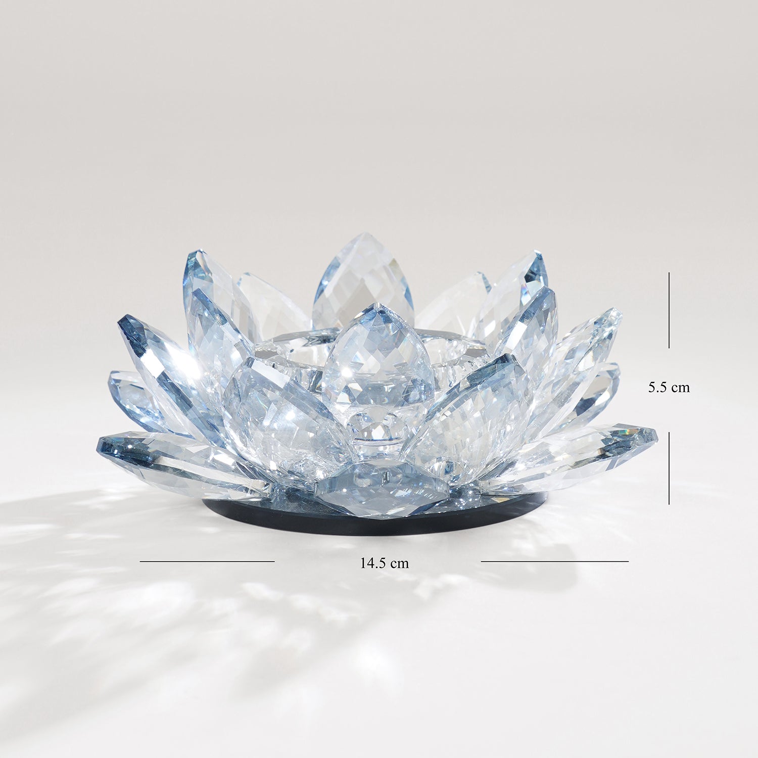 Light Blue Lotus Shaped Crystal Candle Holder