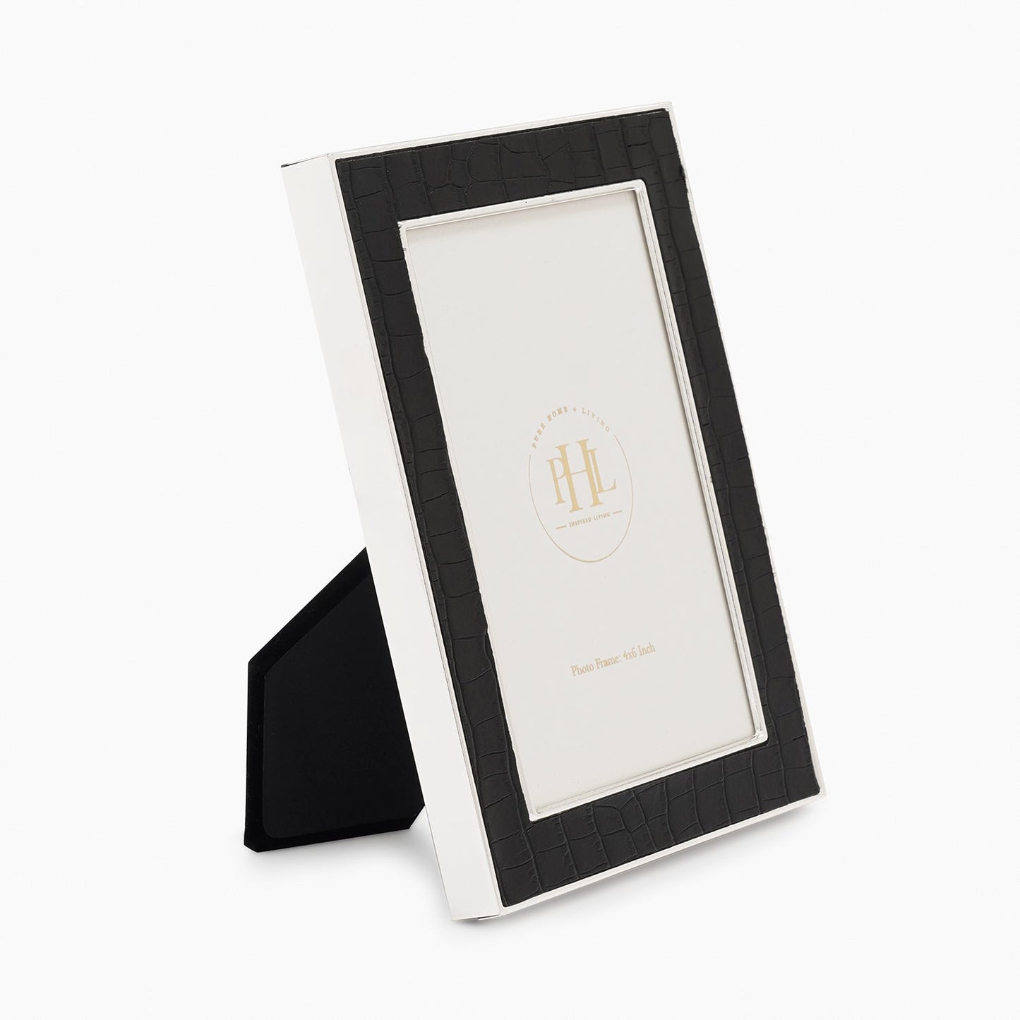 Silver Plated Croco Faux Leather Photo Frame - Small