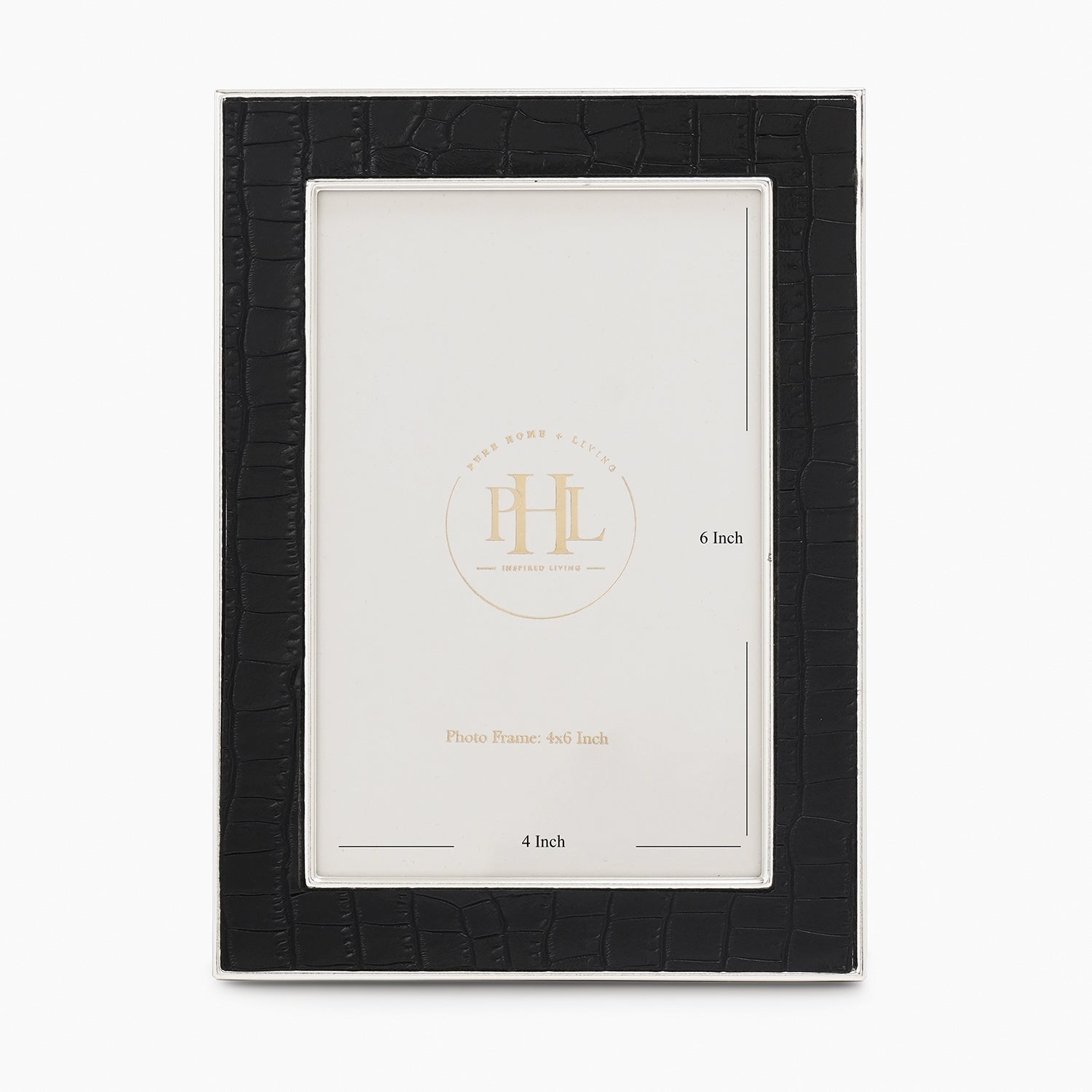 Silver Plated Croco Faux Leather Photo Frame - Small