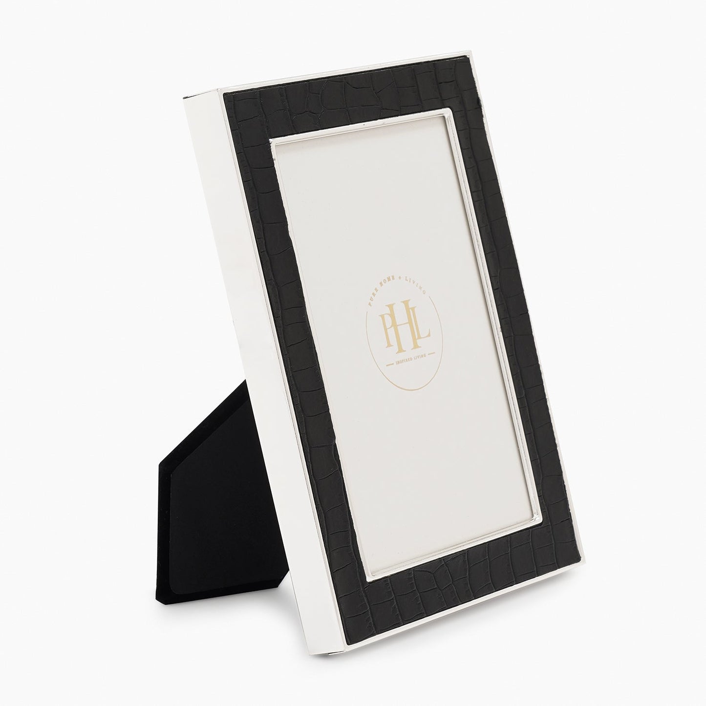 Silver Plated Croco Faux Leather Photo Frame - Medium