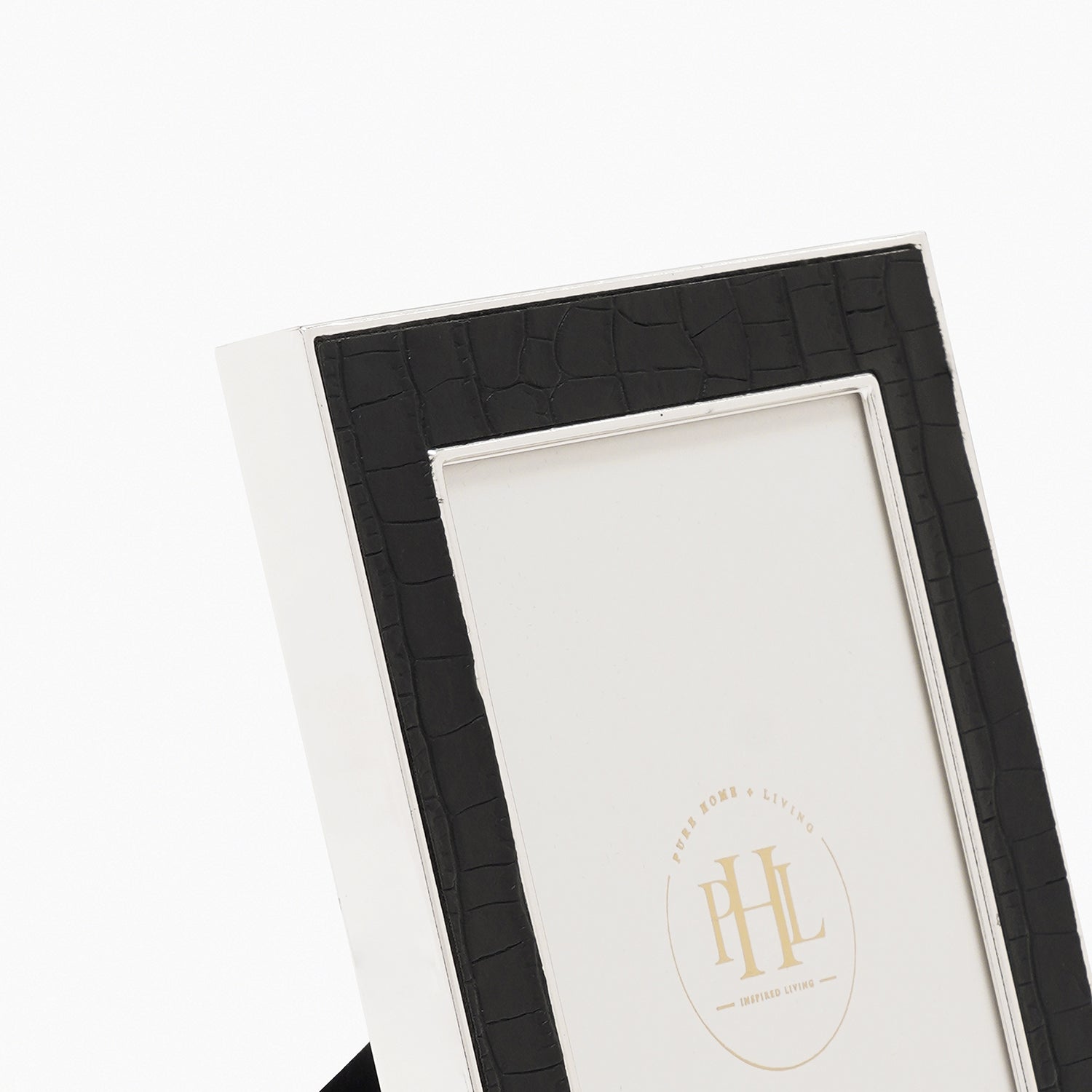 Silver Plated Croco Faux Leather Photo Frame - Medium