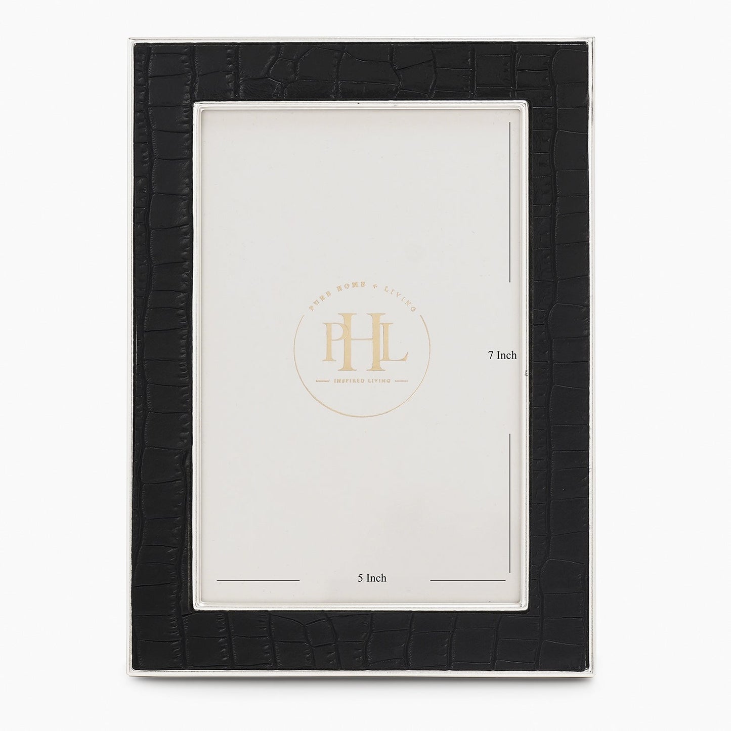 Silver Plated Croco Faux Leather Photo Frame - Medium
