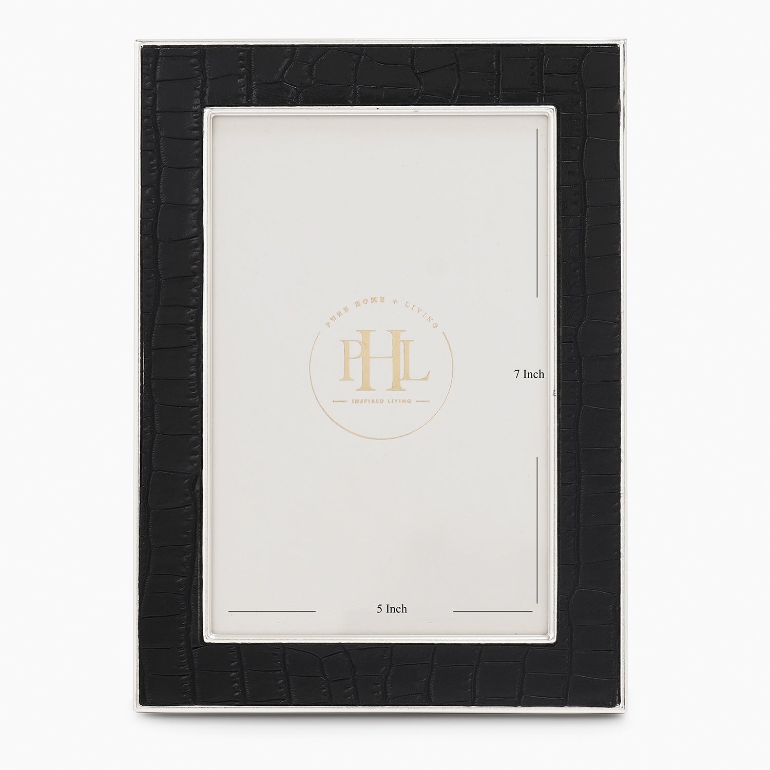 Silver Plated Croco Faux Leather Photo Frame - Medium