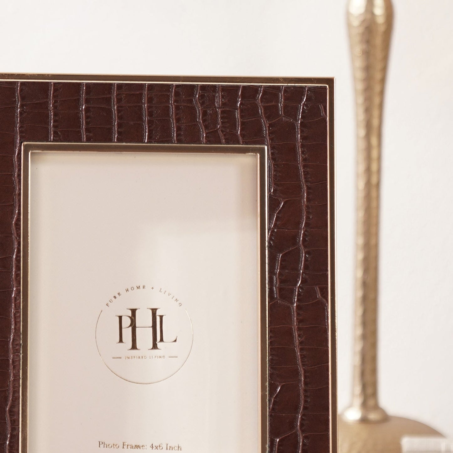Gold Plated Croco Faux Leather Photo Frame - Small