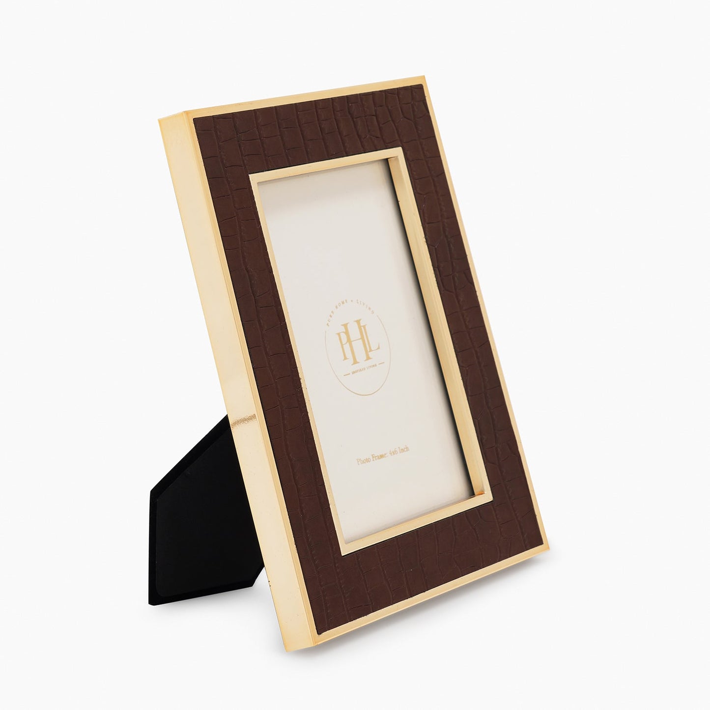Gold Plated Croco Faux Leather Photo Frame - Small