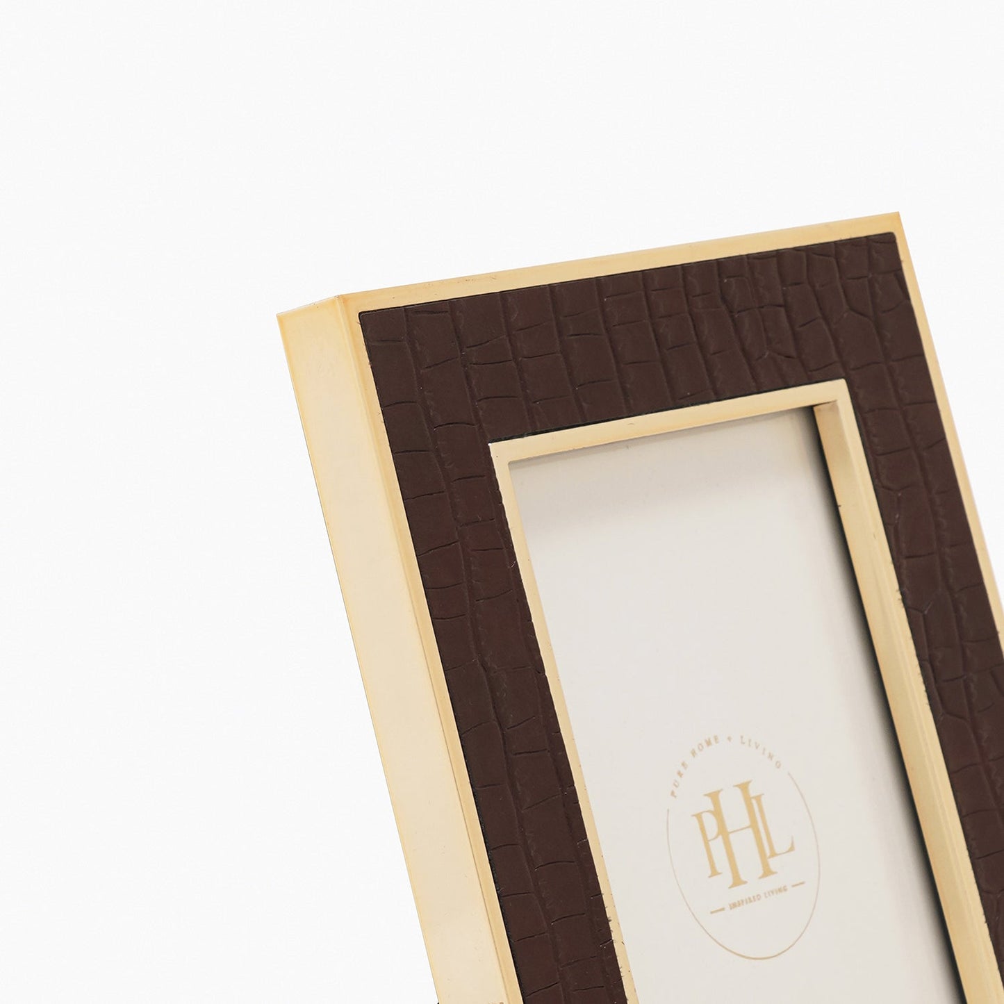 Gold Plated Croco Faux Leather Photo Frame - Small