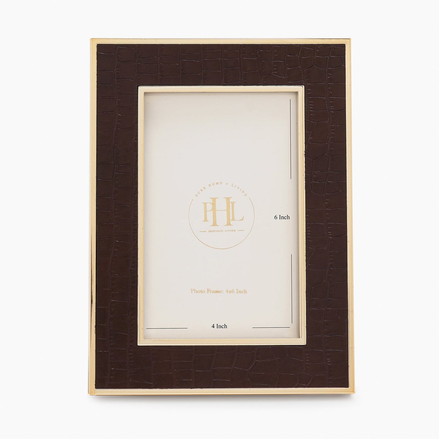 Gold Plated Croco Faux Leather Photo Frame - Small