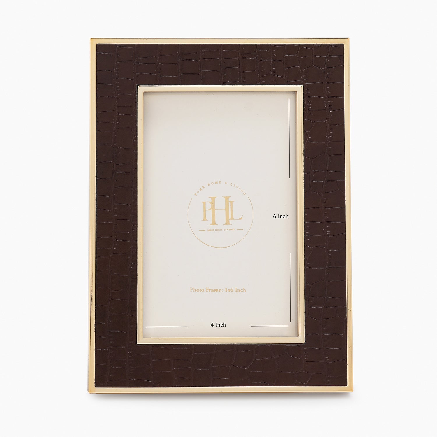 Gold Plated Croco Faux Leather Photo Frame - Small