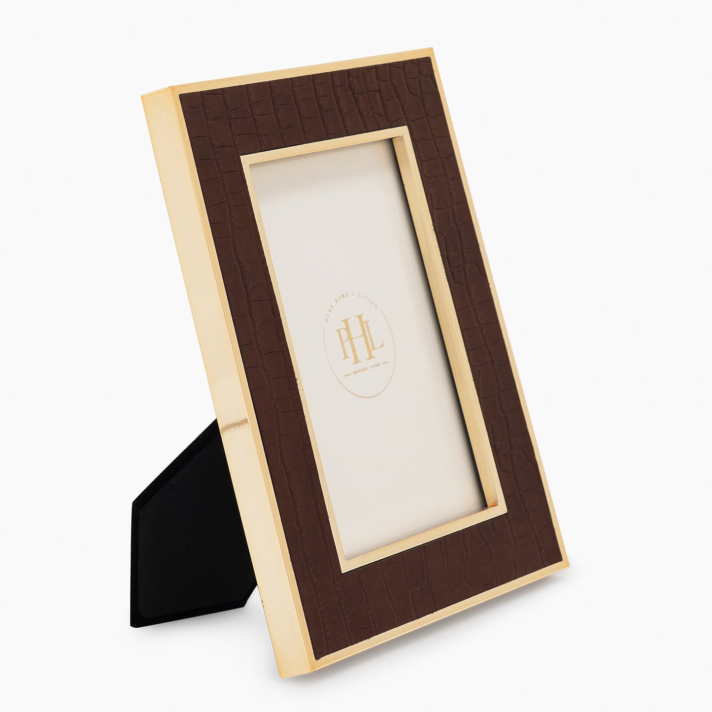 Gold Plated Croco Faux Leather Photo Frame - Medium