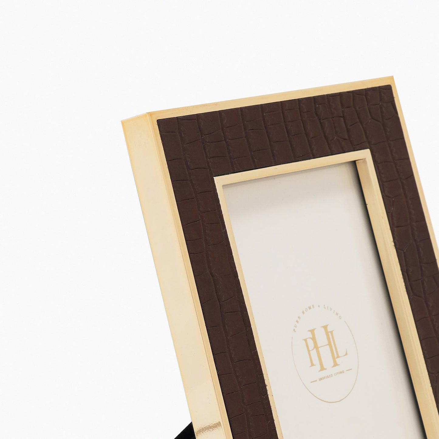 Gold Plated Croco Faux Leather Photo Frame - Medium