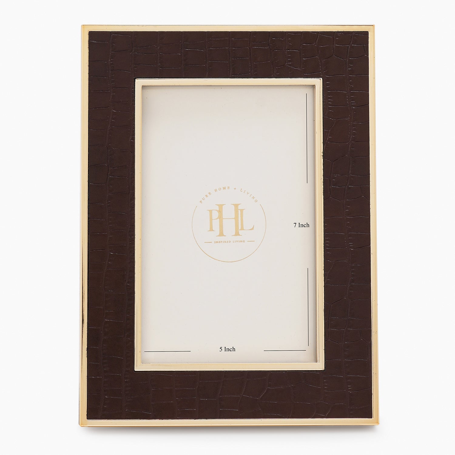 Gold Plated Croco Faux Leather Photo Frame - Medium