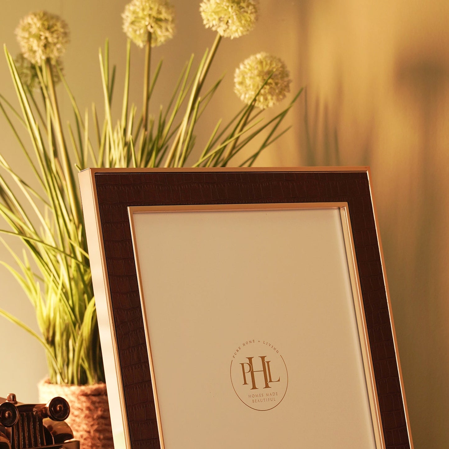 Gold Plated Croco Faux Leather Photo Frame - Large
