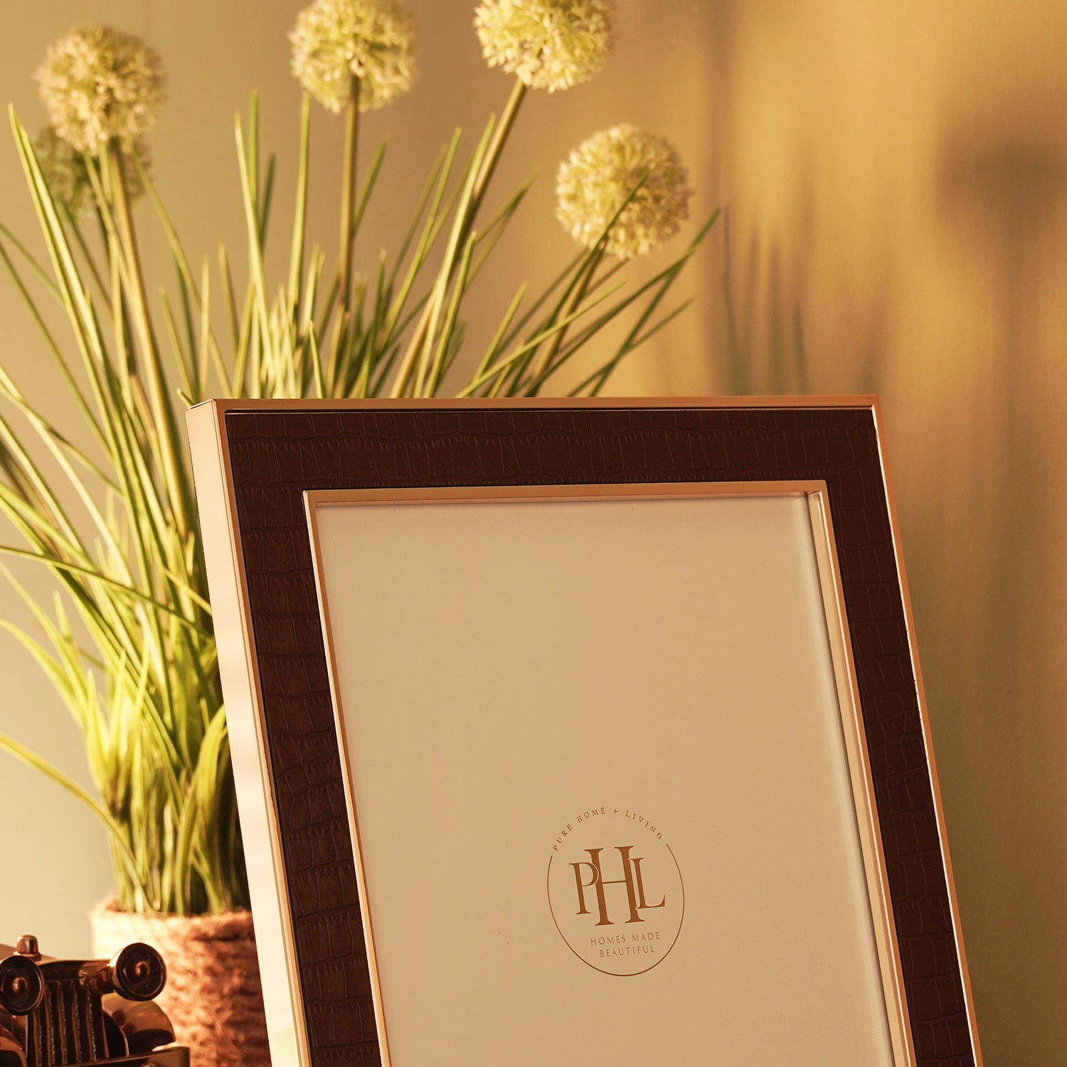 Gold Plated Croco Faux Leather Photo Frame - Large