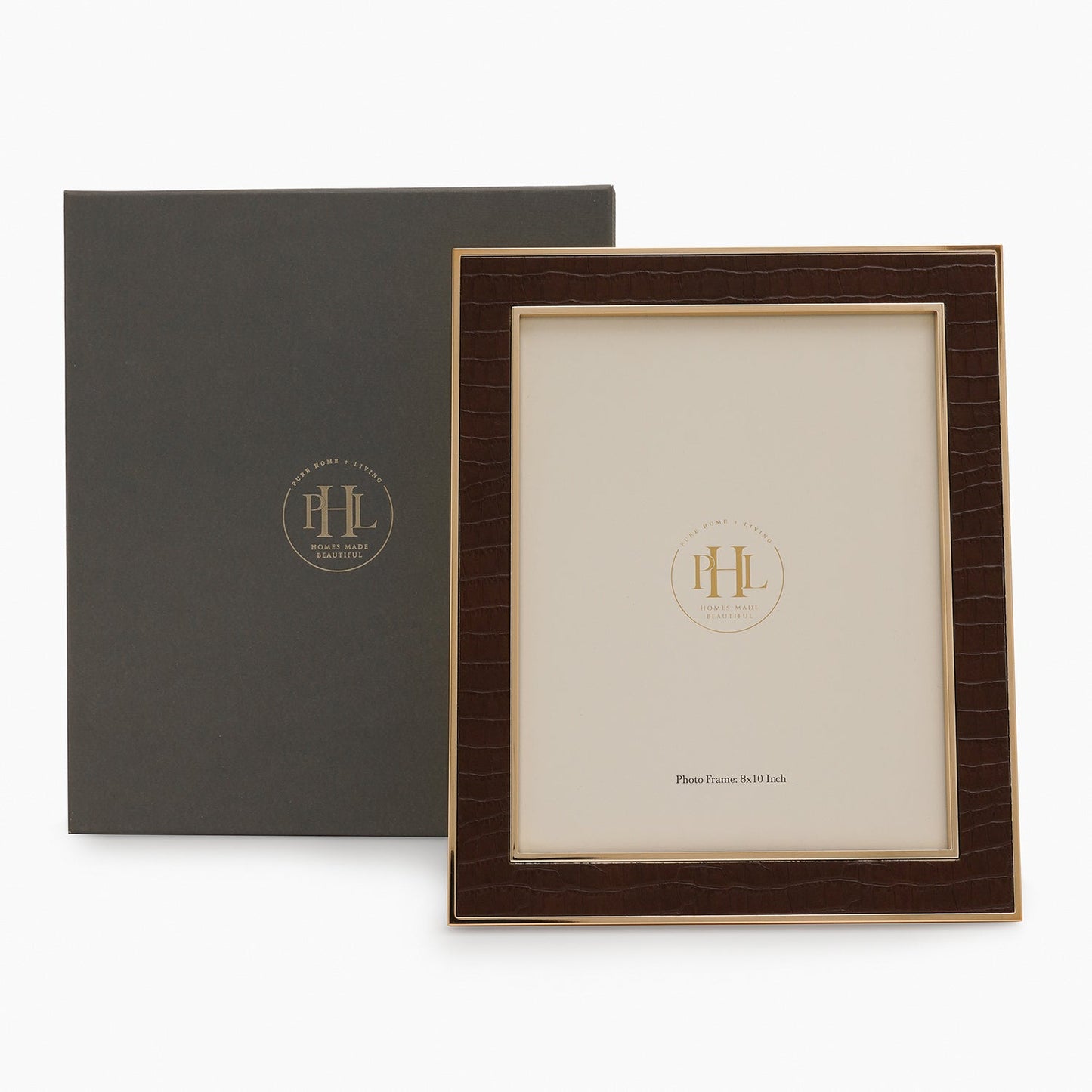 Gold Plated Croco Faux Leather Photo Frame - Large