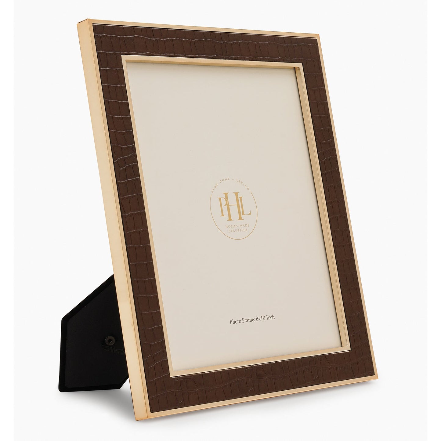 Gold Plated Croco Faux Leather Photo Frame - Large