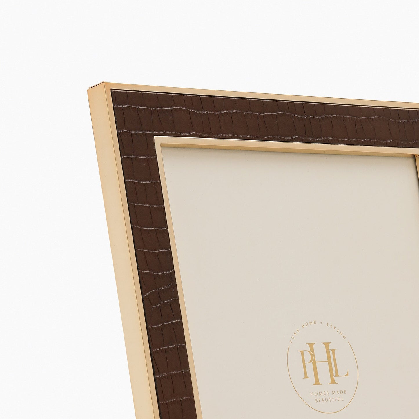 Gold Plated Croco Faux Leather Photo Frame - Large