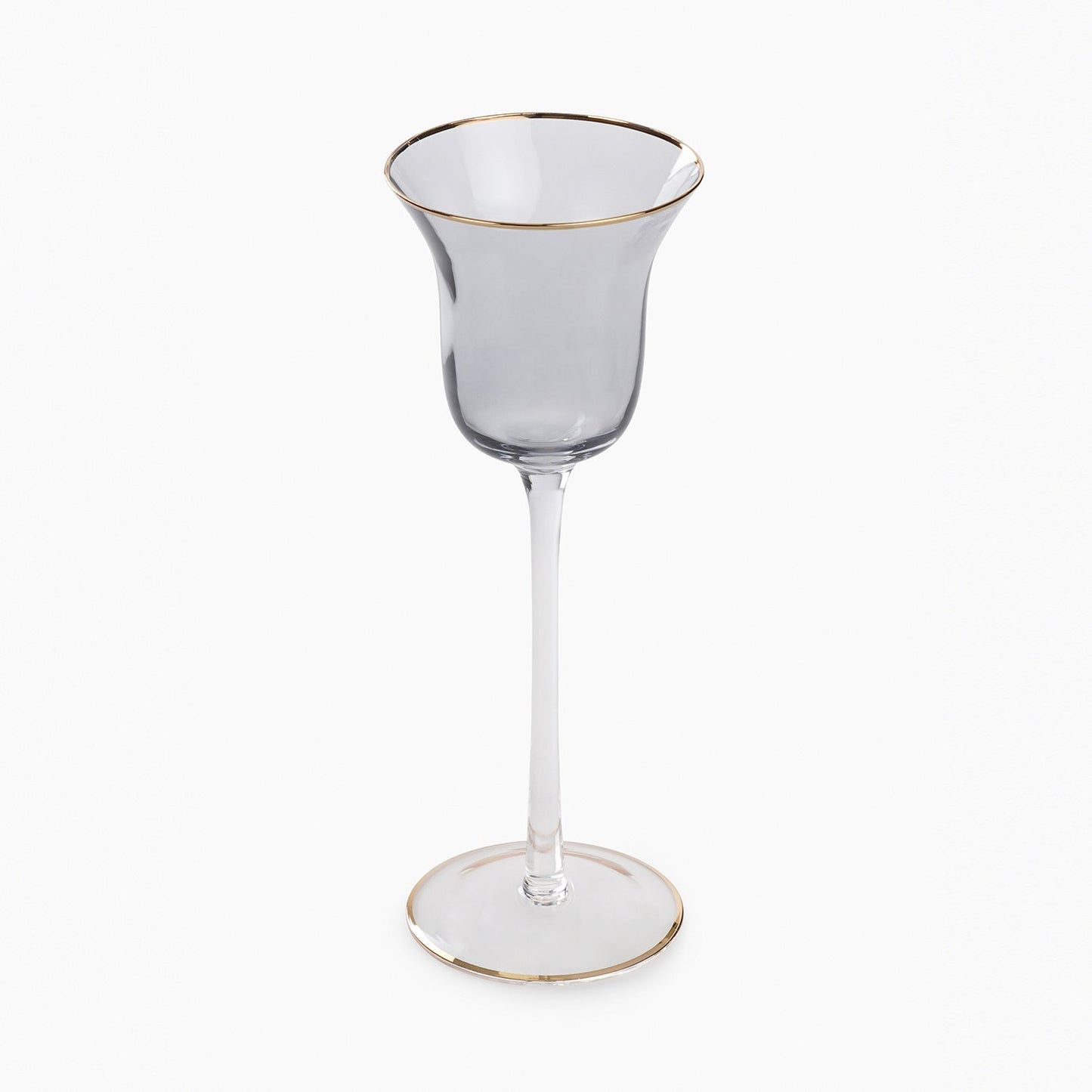 Grey Stem Candle Holder with Gold Rim - Small