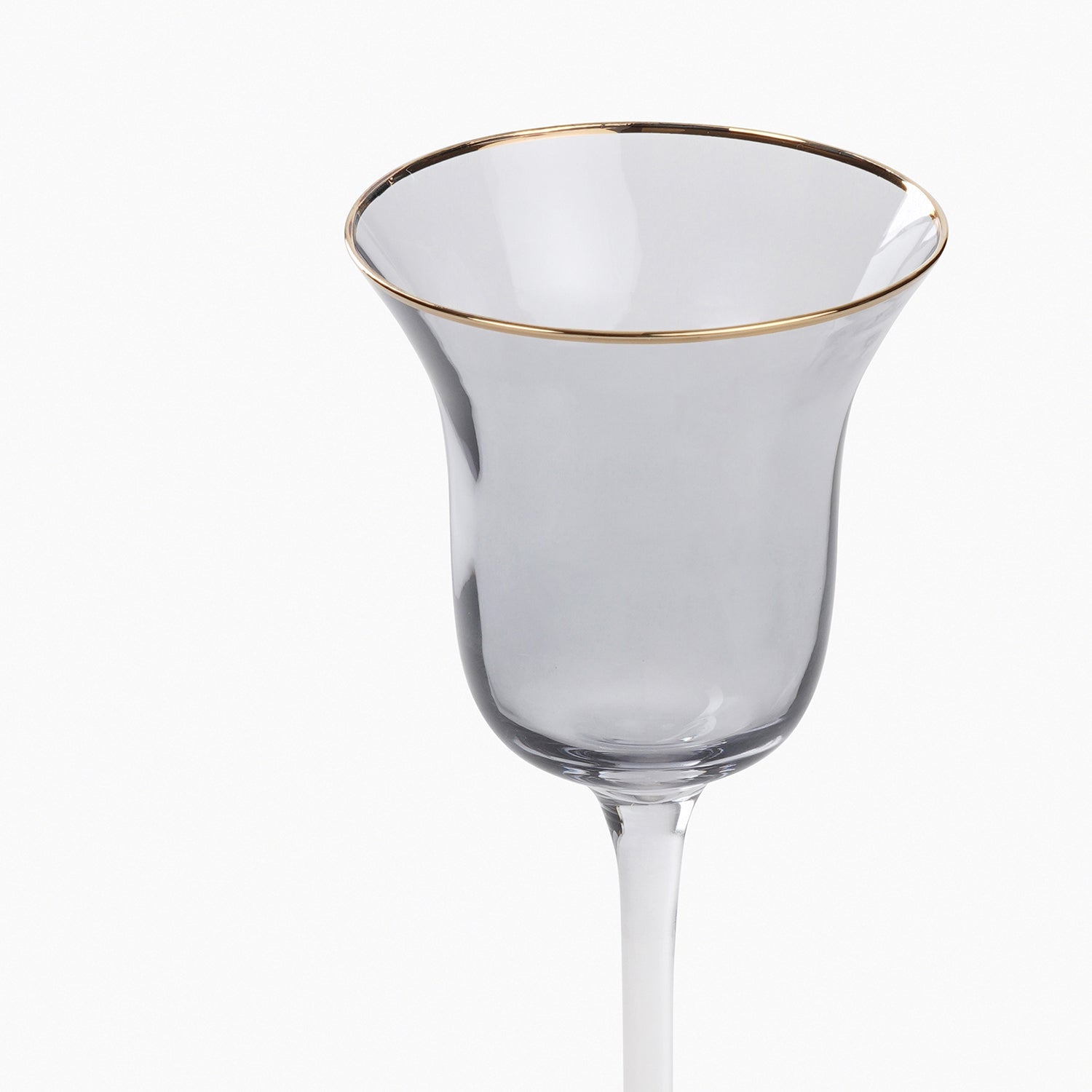 Grey Stem Candle Holder with Gold Rim - Small