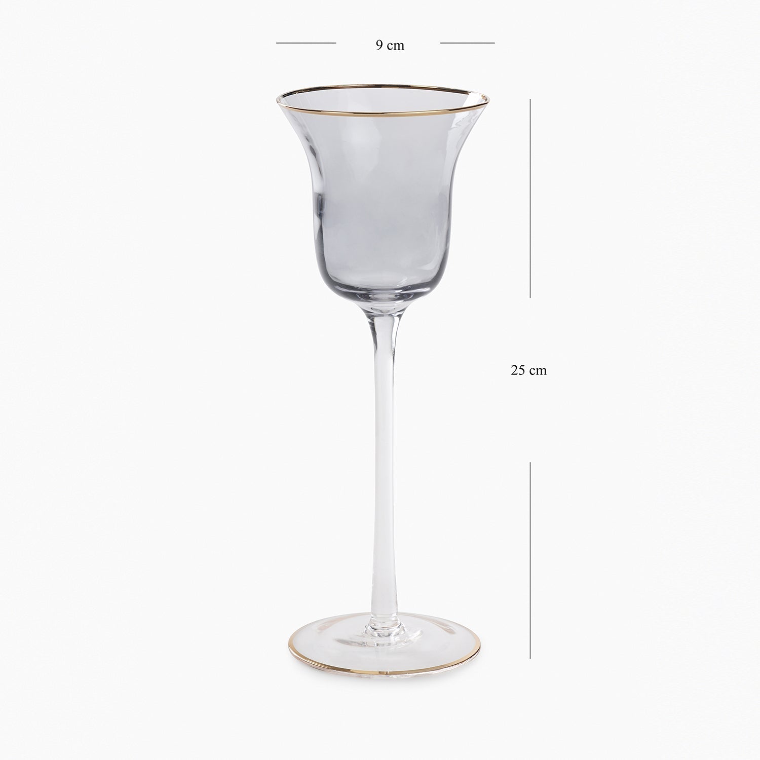 Grey Stem Candle Holder with Gold Rim - Small