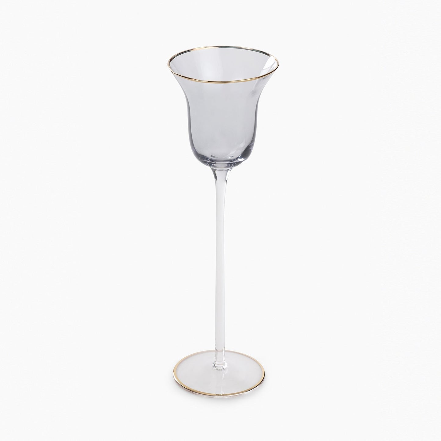 Grey Stem Candle Holder with Gold Rim - Medium