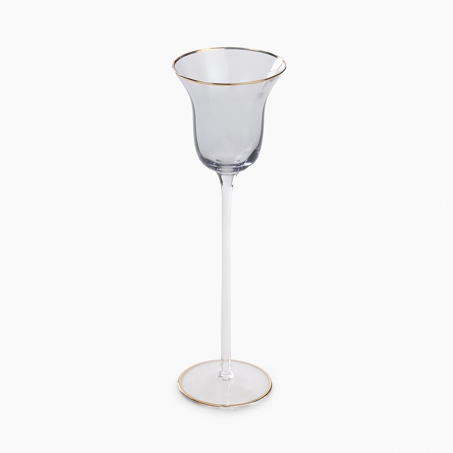 Grey Stem Candle Holder with Gold Rim - Medium