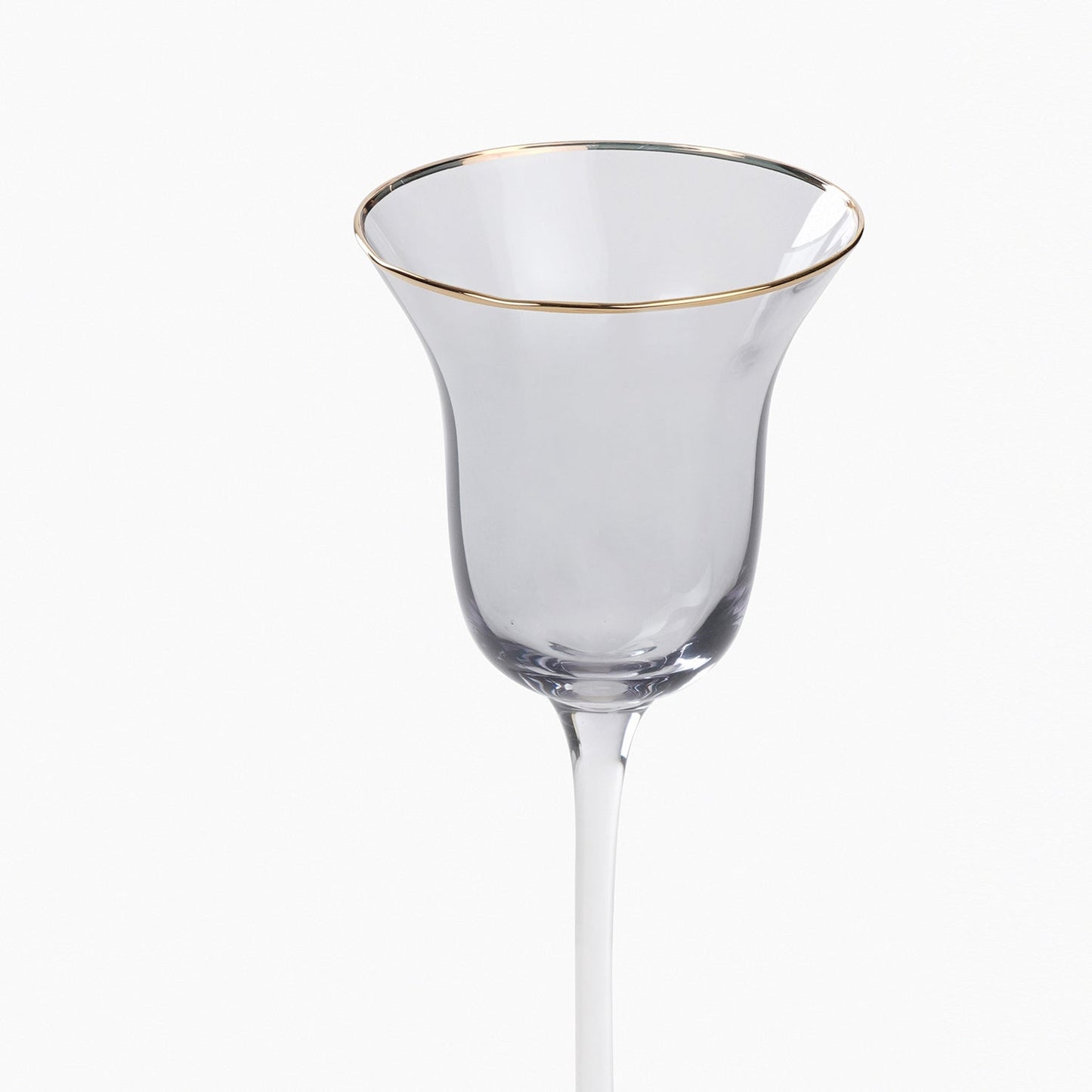 Grey Stem Candle Holder with Gold Rim - Medium