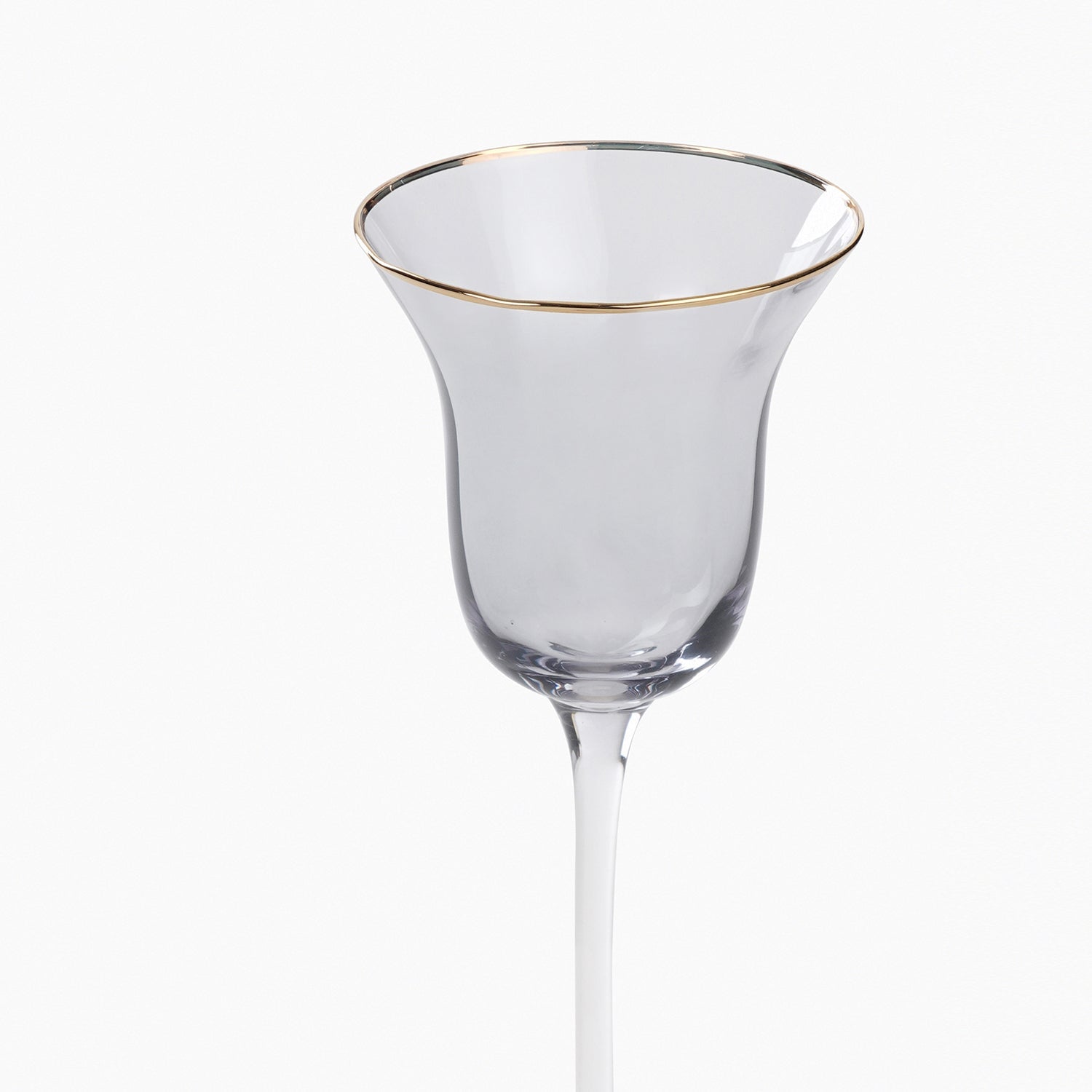 Grey Stem Candle Holder with Gold Rim - Medium