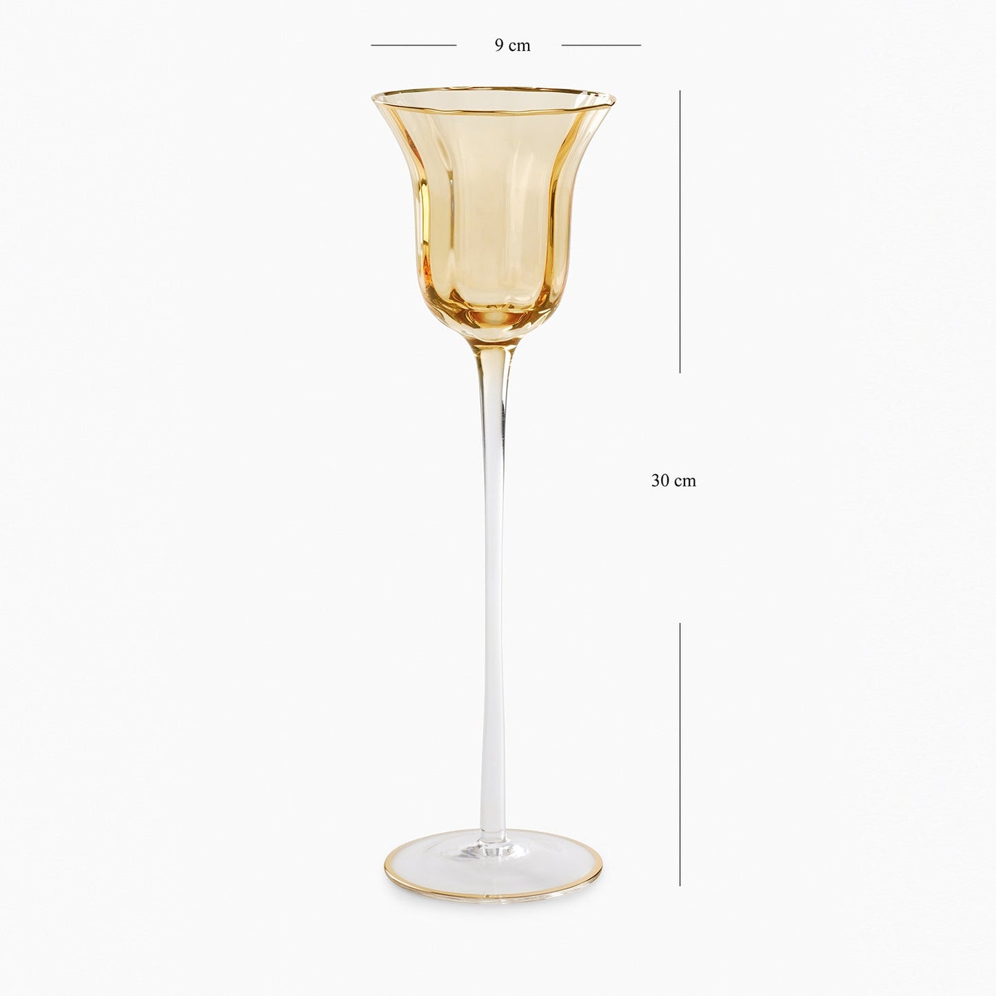 Gold Stem Candle Holder with Gold Rim - Medium