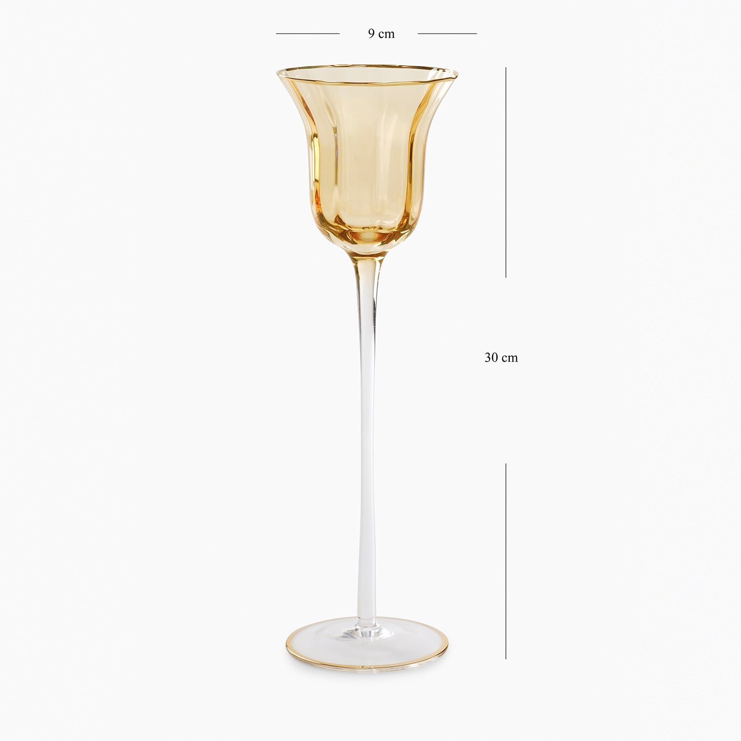 Gold Stem Candle Holder with Gold Rim - Medium