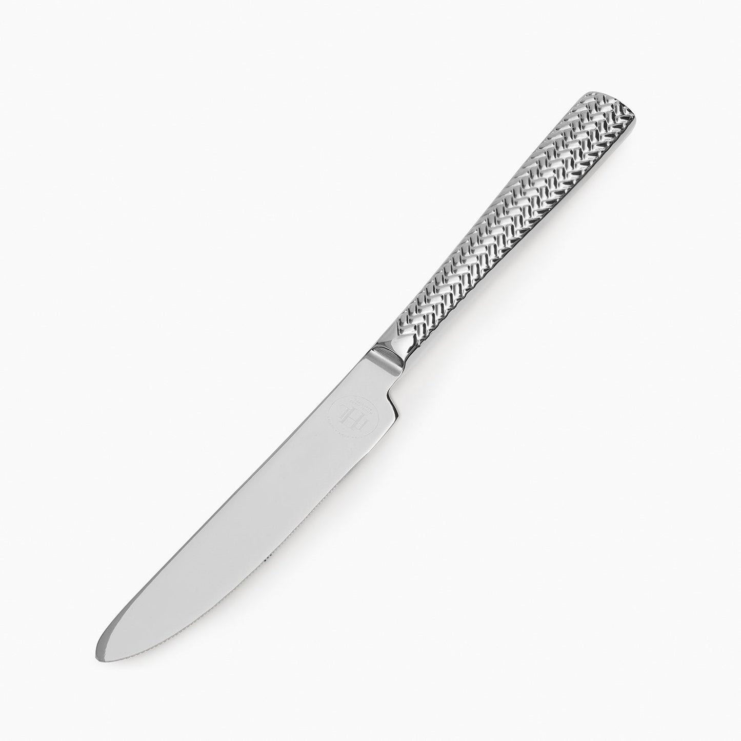 Set Of 6 Silver Steel Dessert Knives with Zig Zag Texture